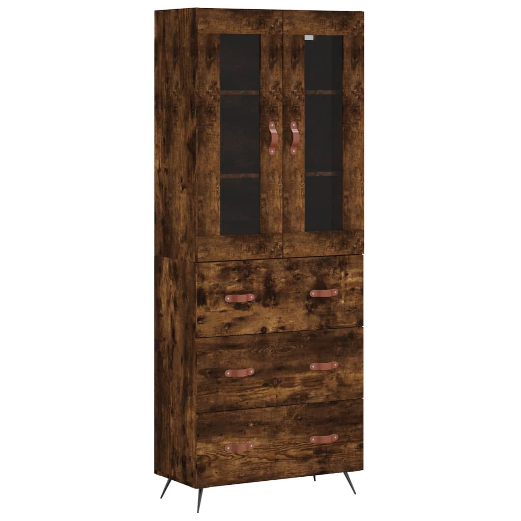füstös tölgy színű szerelt fa magasszekrény 69,5 x 34 x 180 cm