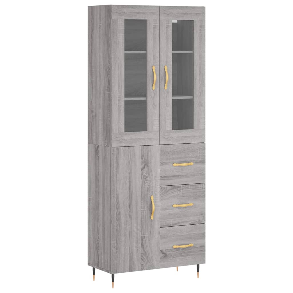 szürke sonoma szerelt fa magasszekrény 69,5 x 34 x 180 cm