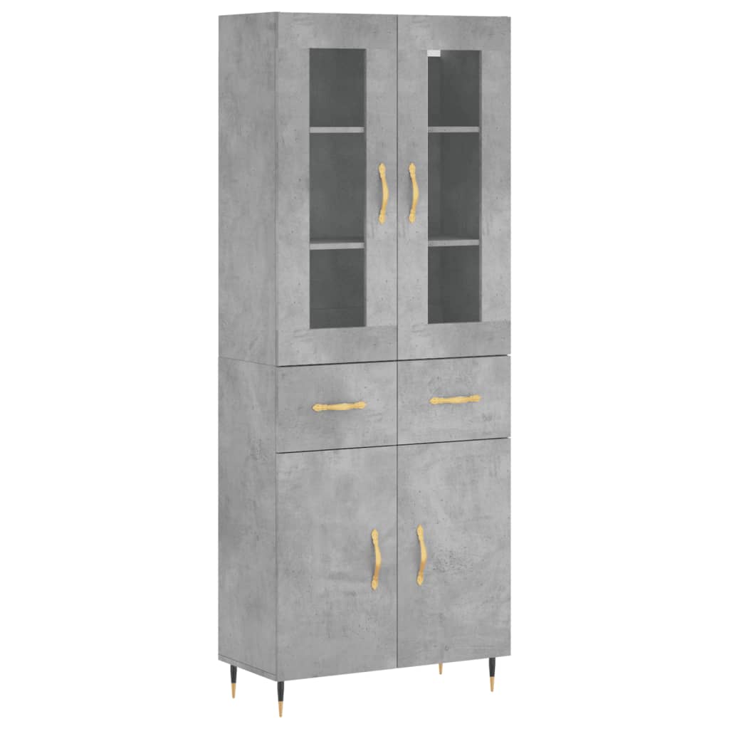 betonszürke szerelt fa magasszekrény 69,5 x 34 x 180 cm