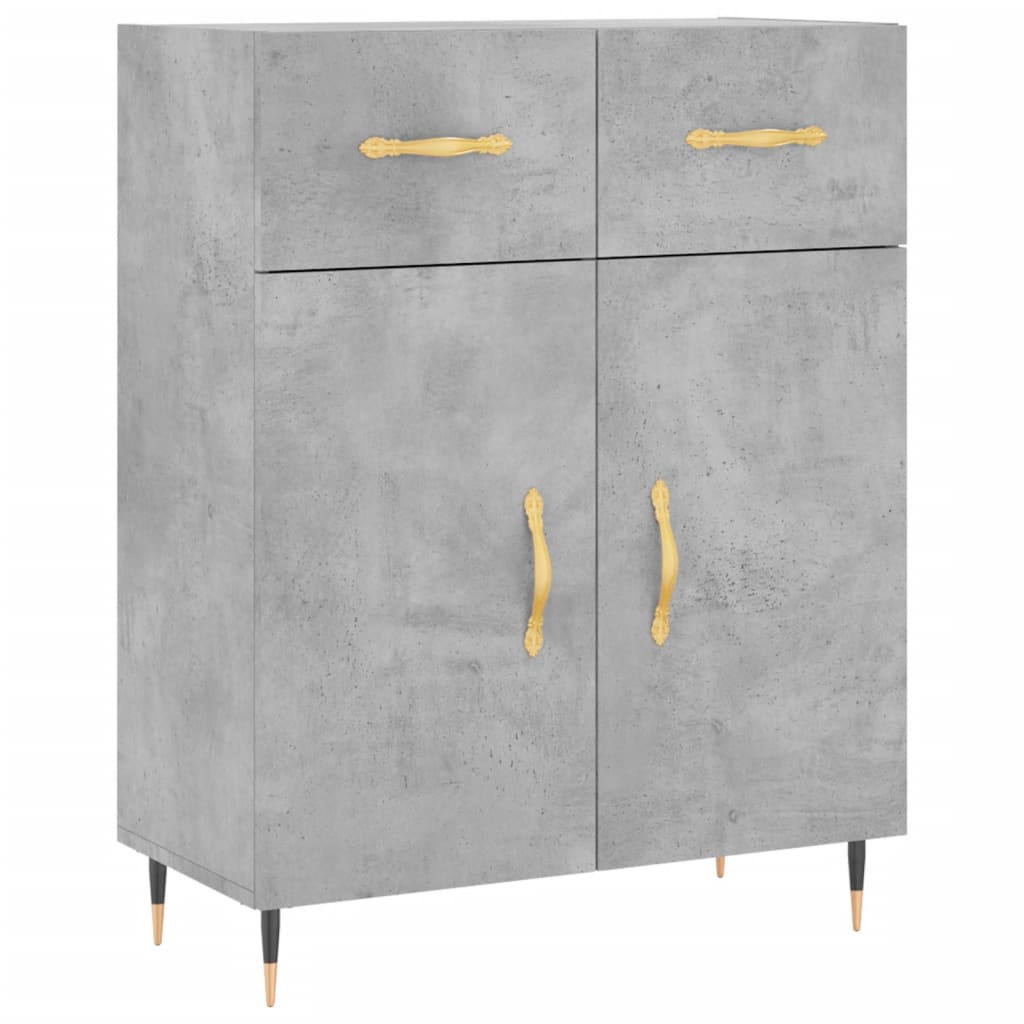 betonszürke szerelt fa magasszekrény 69,5 x 34 x 180 cm