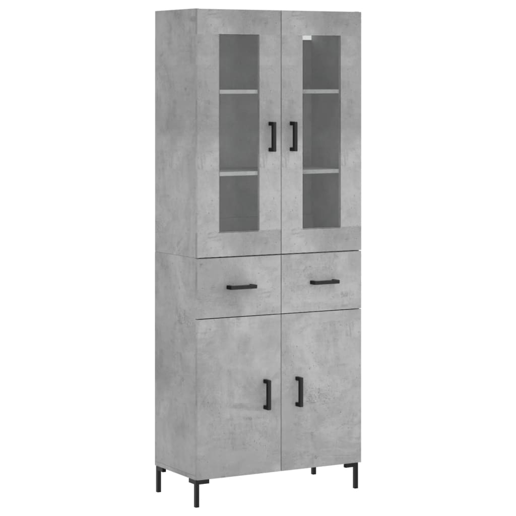betonszürke szerelt fa magasszekrény 69,5 x 34 x 180 cm