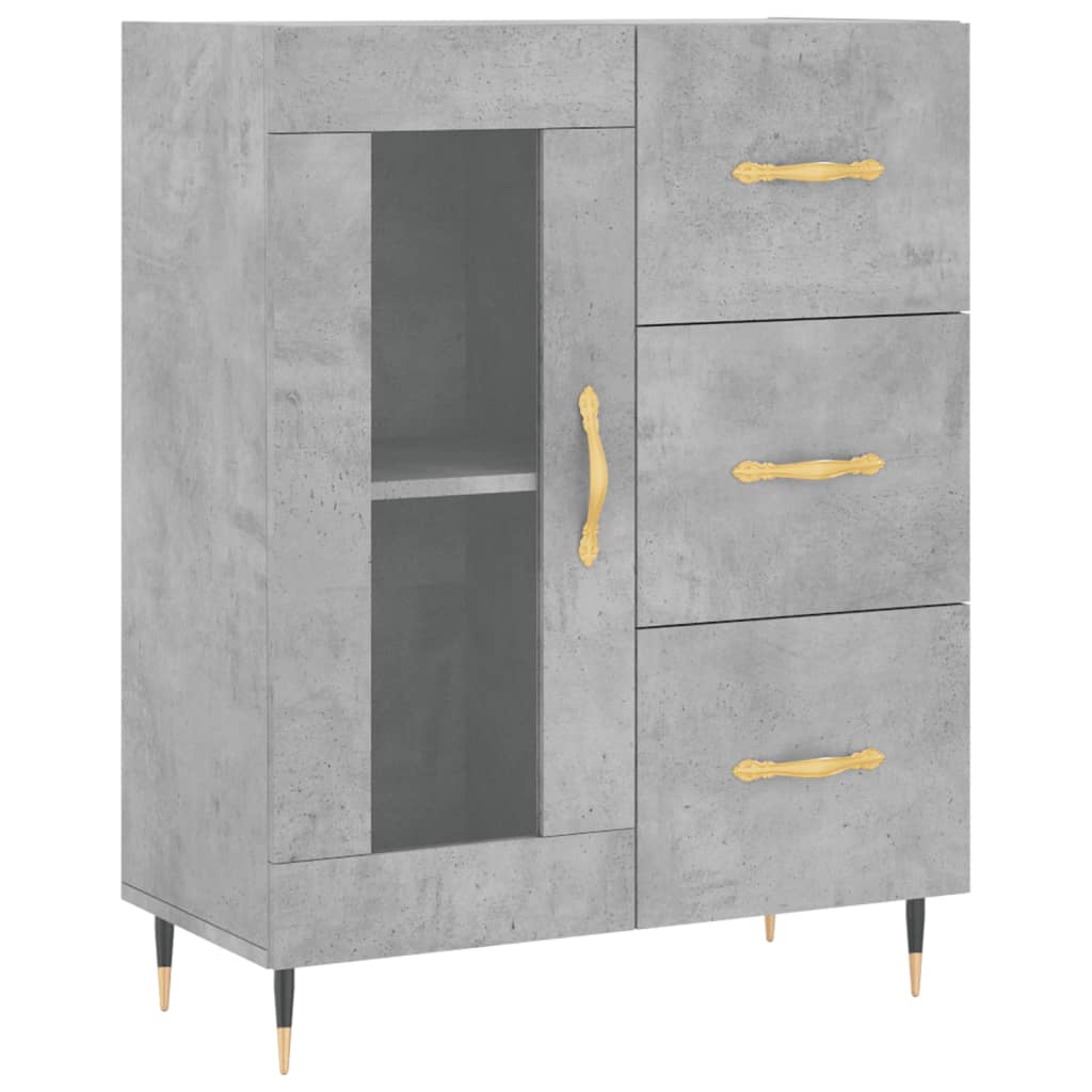 betonszürke szerelt fa magasszekrény 69,5 x 34 x 180 cm