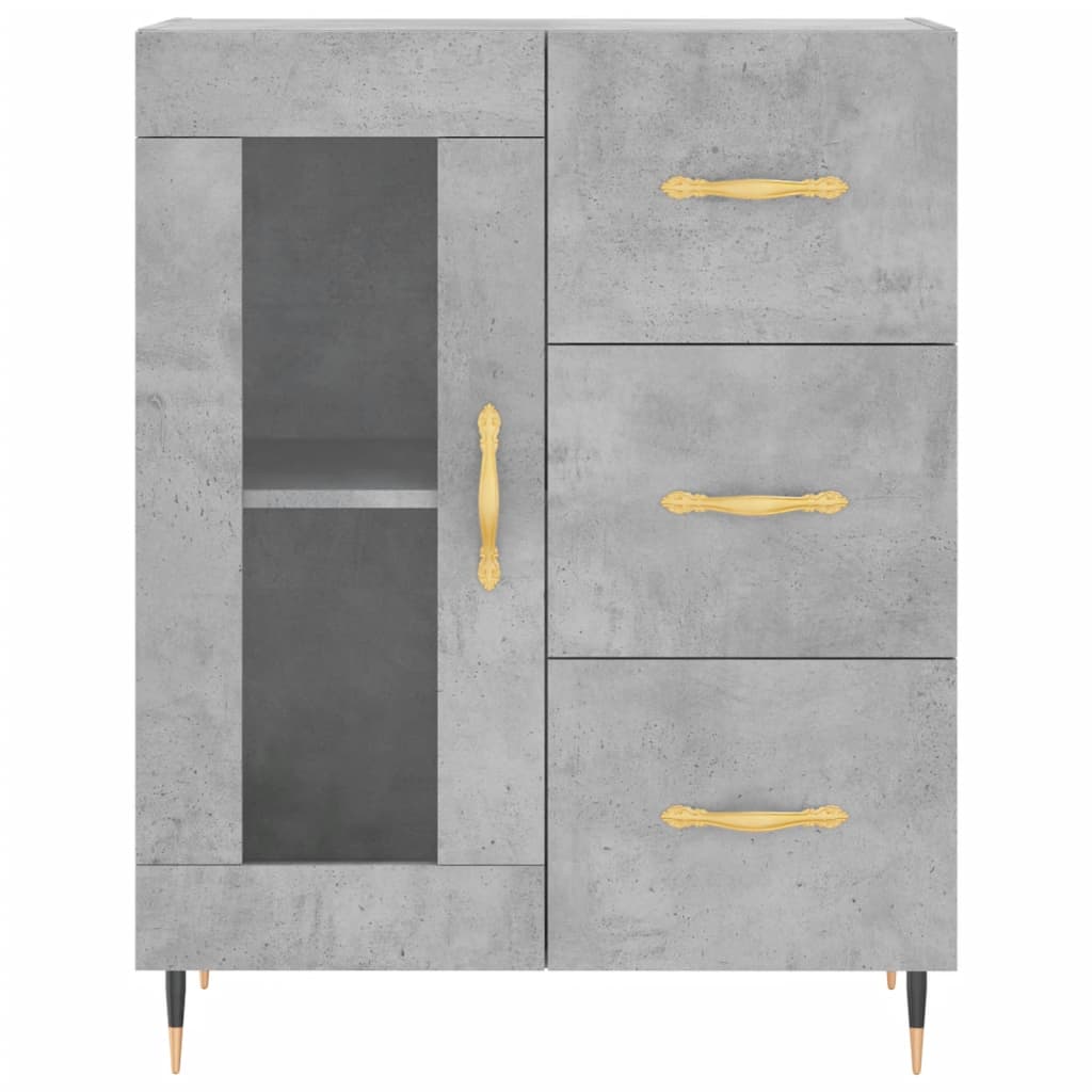 betonszürke szerelt fa magasszekrény 69,5 x 34 x 180 cm
