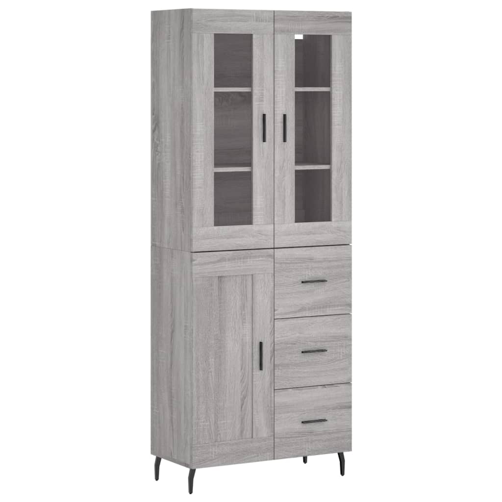 szürke sonoma szerelt fa magasszekrény 69,5 x 34 x 180 cm