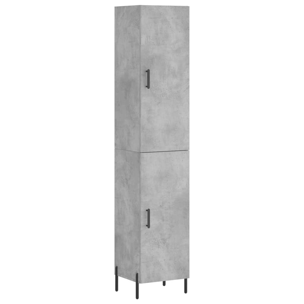 betonszürke szerelt fa magasszekrény 34,5x34x180 cm