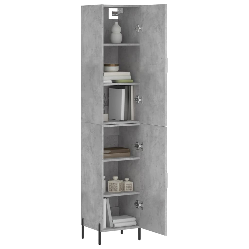 betonszürke szerelt fa magasszekrény 34,5x34x180 cm