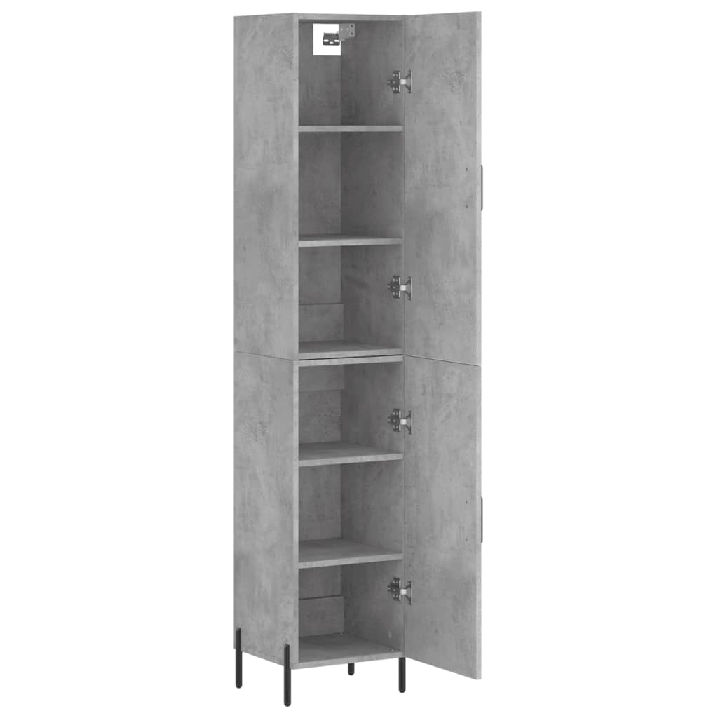 betonszürke szerelt fa magasszekrény 34,5x34x180 cm