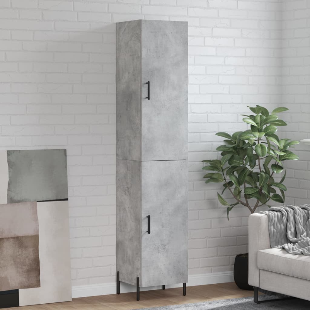 betonszürke szerelt fa magasszekrény 34,5x34x180 cm