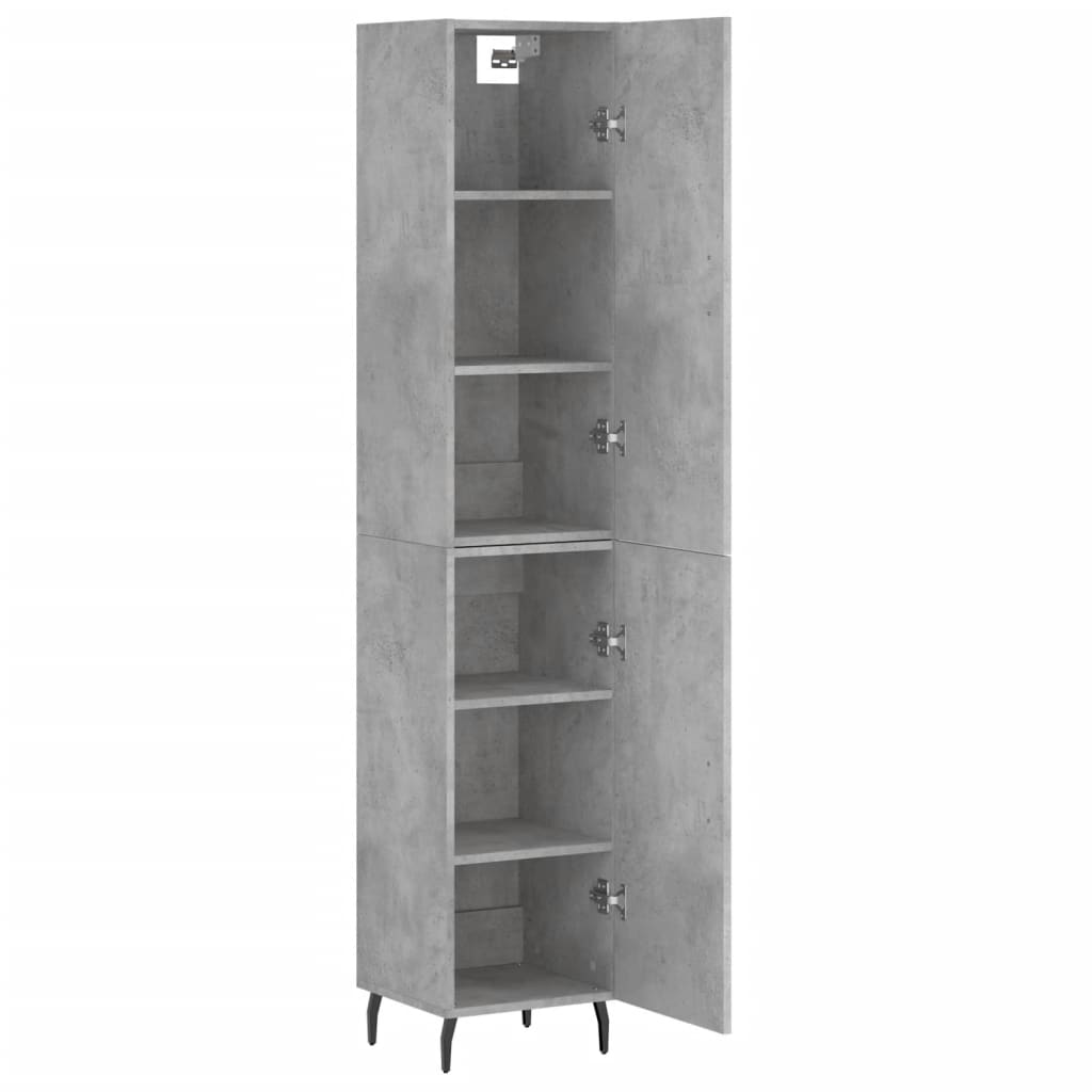 betonszürke szerelt fa magasszekrény 34,5x34x180 cm