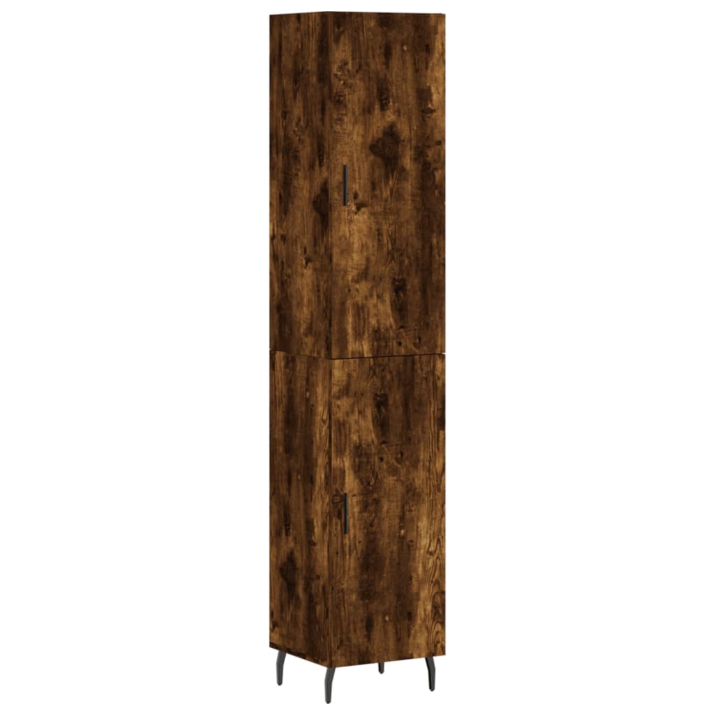 füstös tölgy színű szerelt fa magasszekrény 34,5x34x180 cm