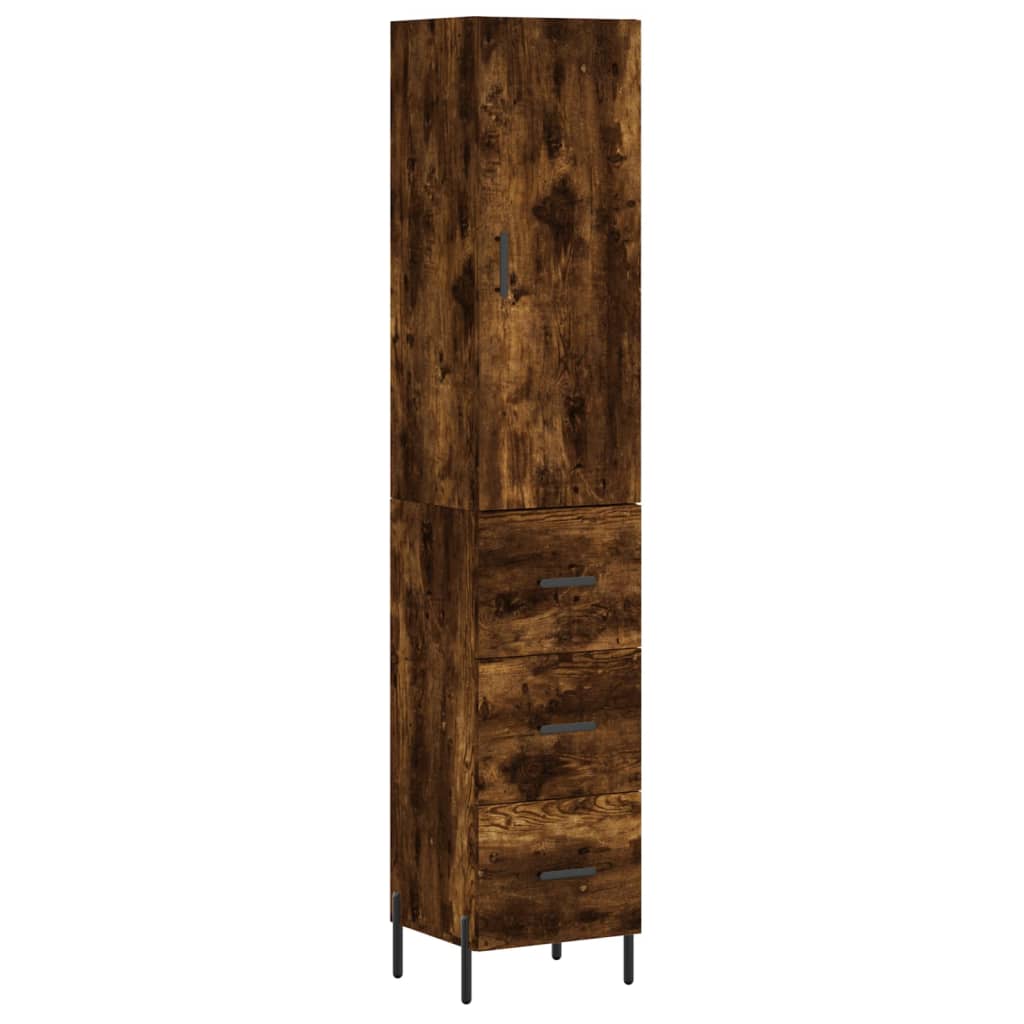 füstös tölgy színű szerelt fa magasszekrény 34,5x34x180 cm