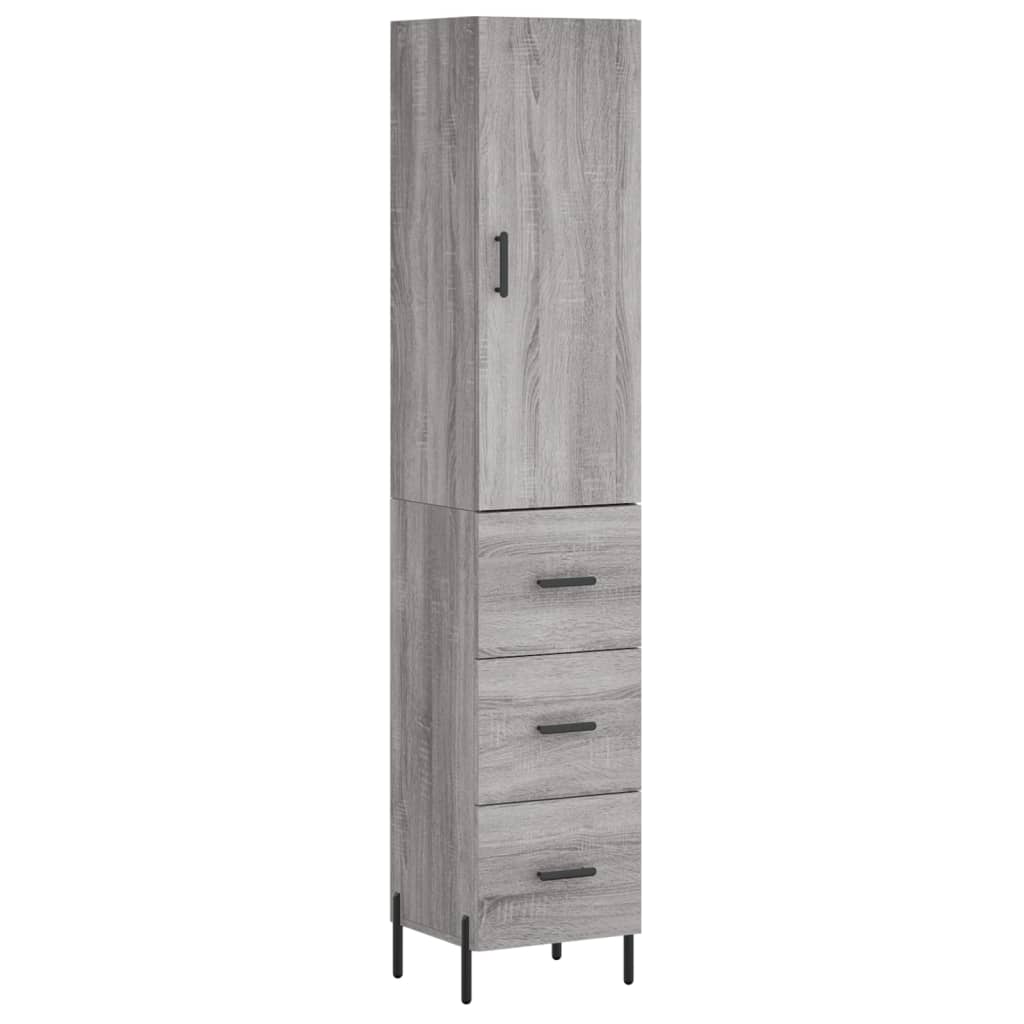 szürke sonoma szerelt fa magasszekrény 34,5 x 34 x 180 cm