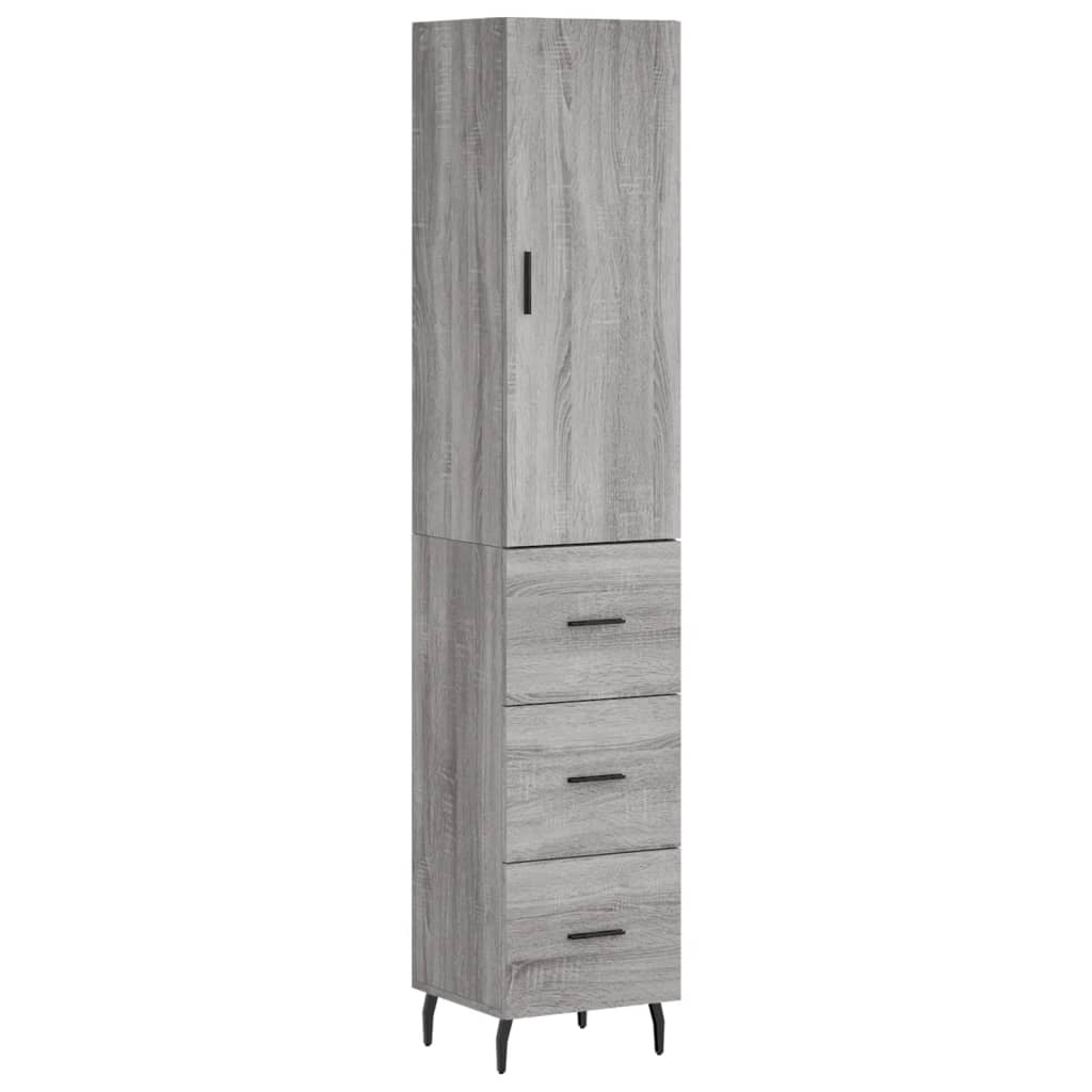szürke sonoma szerelt fa magasszekrény 34,5 x 34 x 180 cm