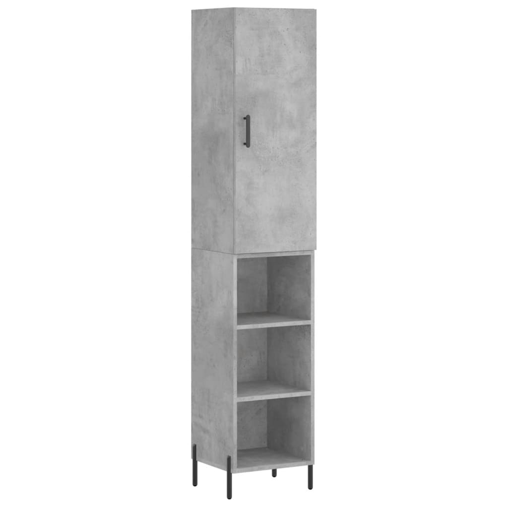 betonszürke szerelt fa magasszekrény 34,5x34x180 cm