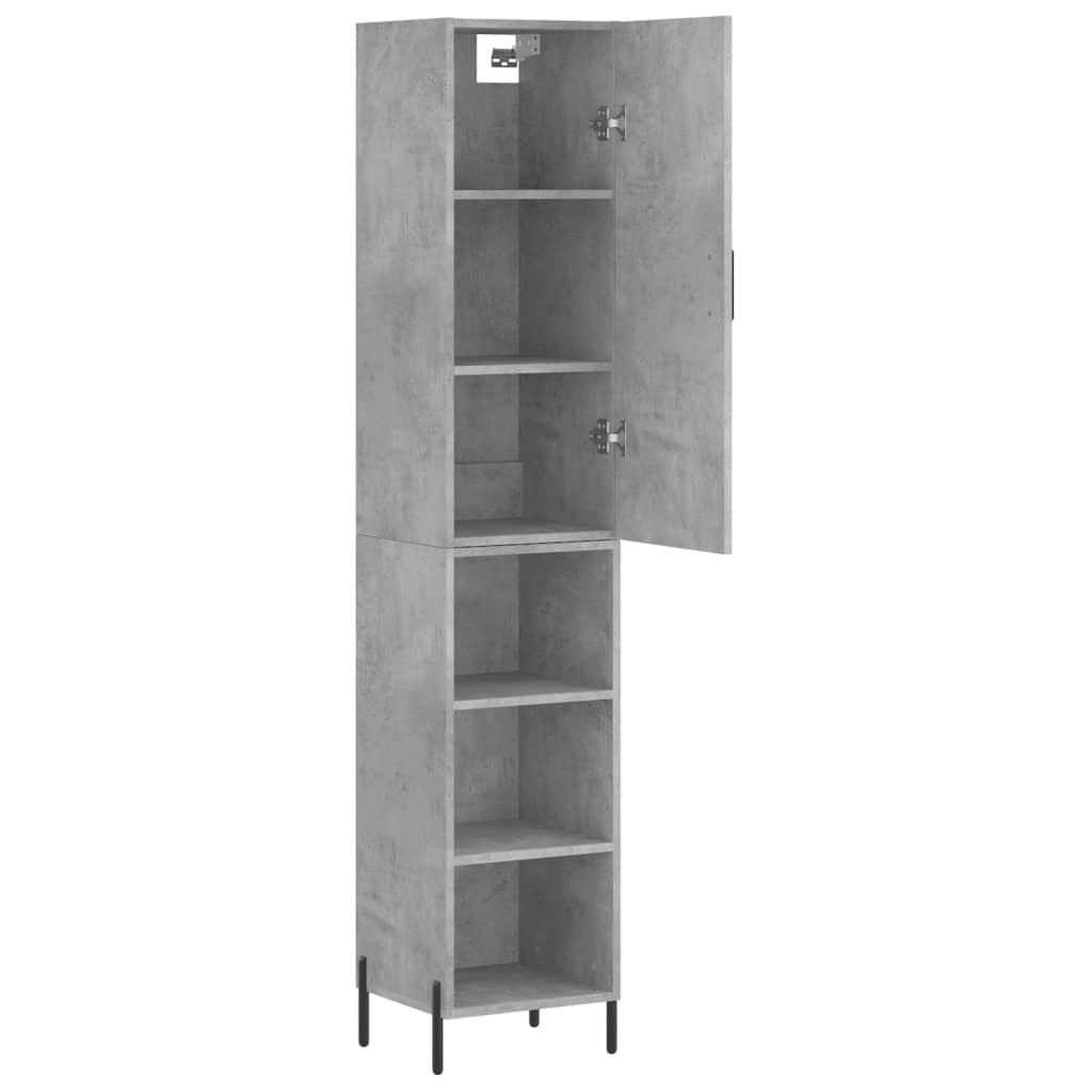 betonszürke szerelt fa magasszekrény 34,5x34x180 cm