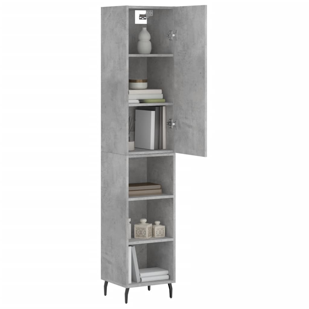 betonszürke szerelt fa magasszekrény 34,5x34x180 cm