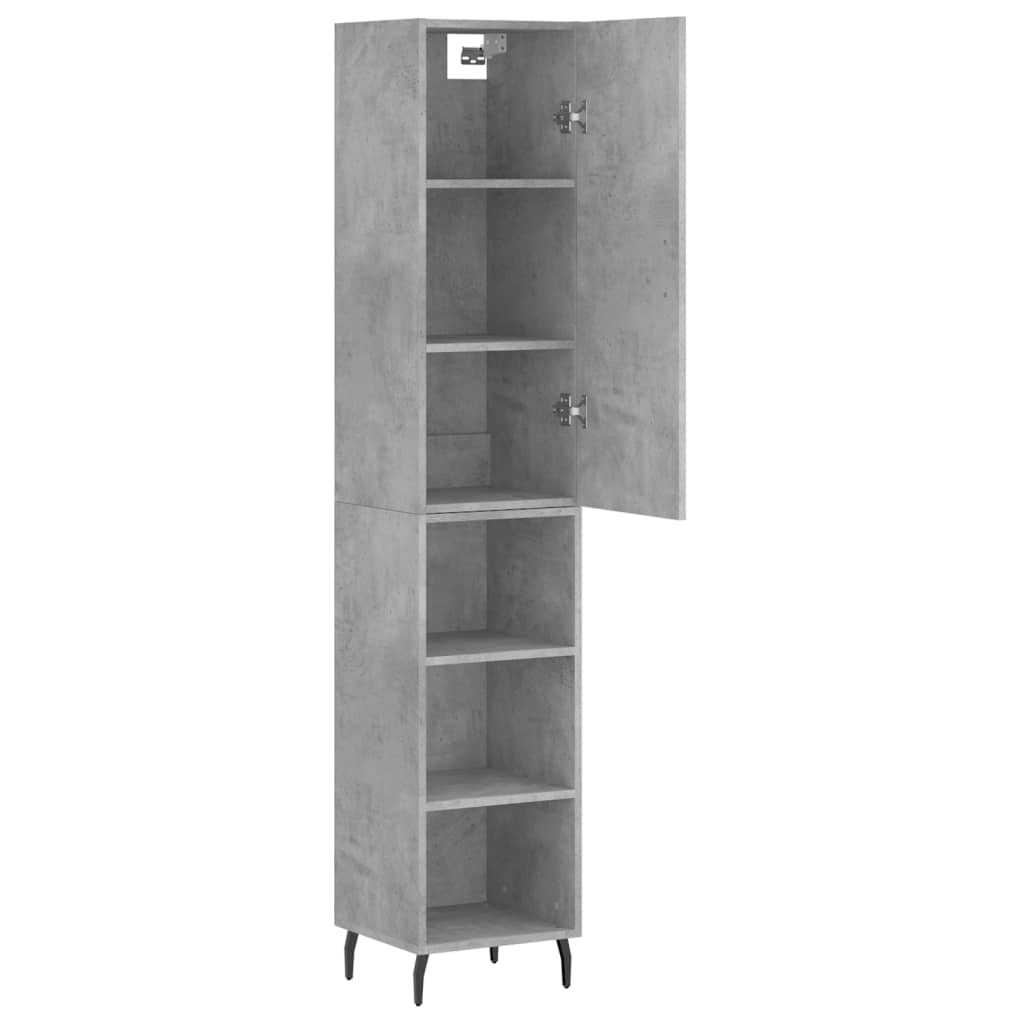 betonszürke szerelt fa magasszekrény 34,5x34x180 cm