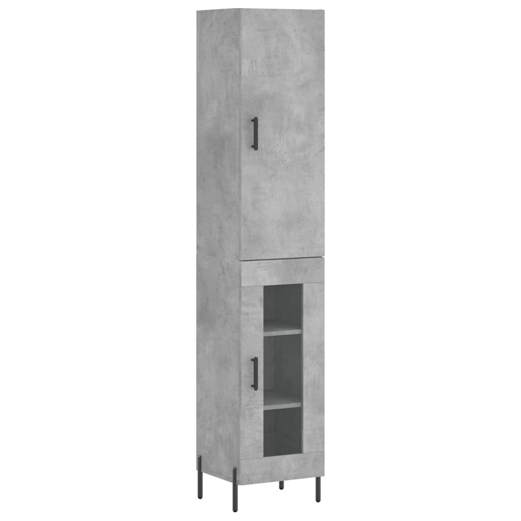 betonszürke szerelt fa magasszekrény 34,5x34x180 cm