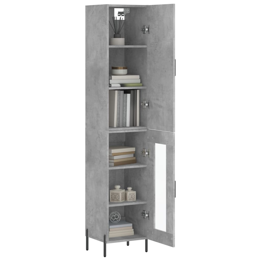 betonszürke szerelt fa magasszekrény 34,5x34x180 cm