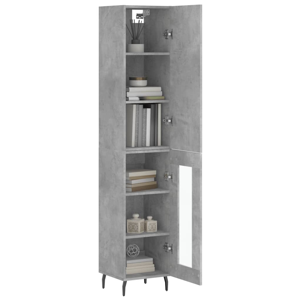 betonszürke szerelt fa magasszekrény 34,5x34x180 cm