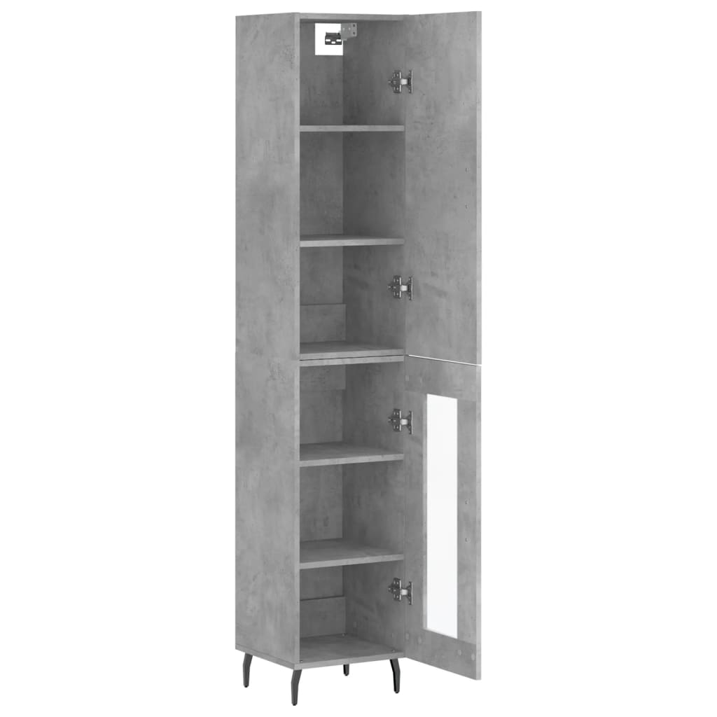 betonszürke szerelt fa magasszekrény 34,5x34x180 cm