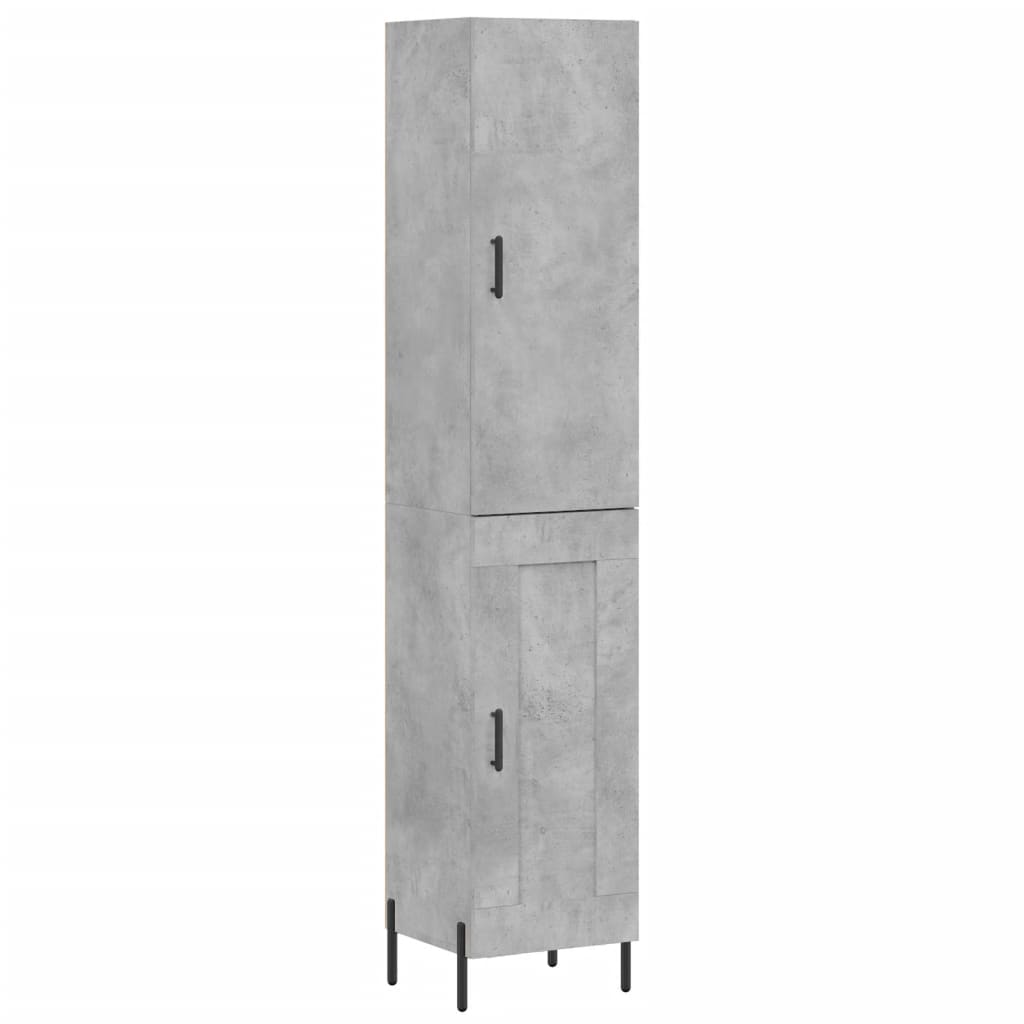betonszürke szerelt fa magasszekrény 34,5x34x180 cm