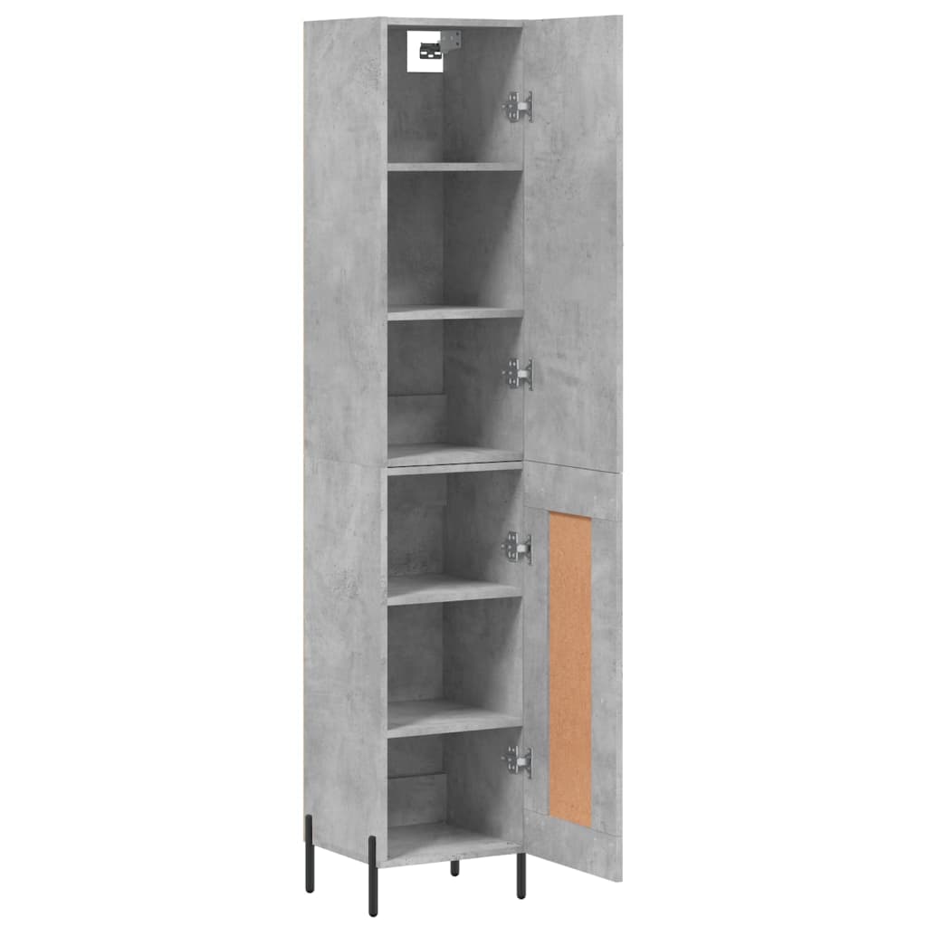 betonszürke szerelt fa magasszekrény 34,5x34x180 cm