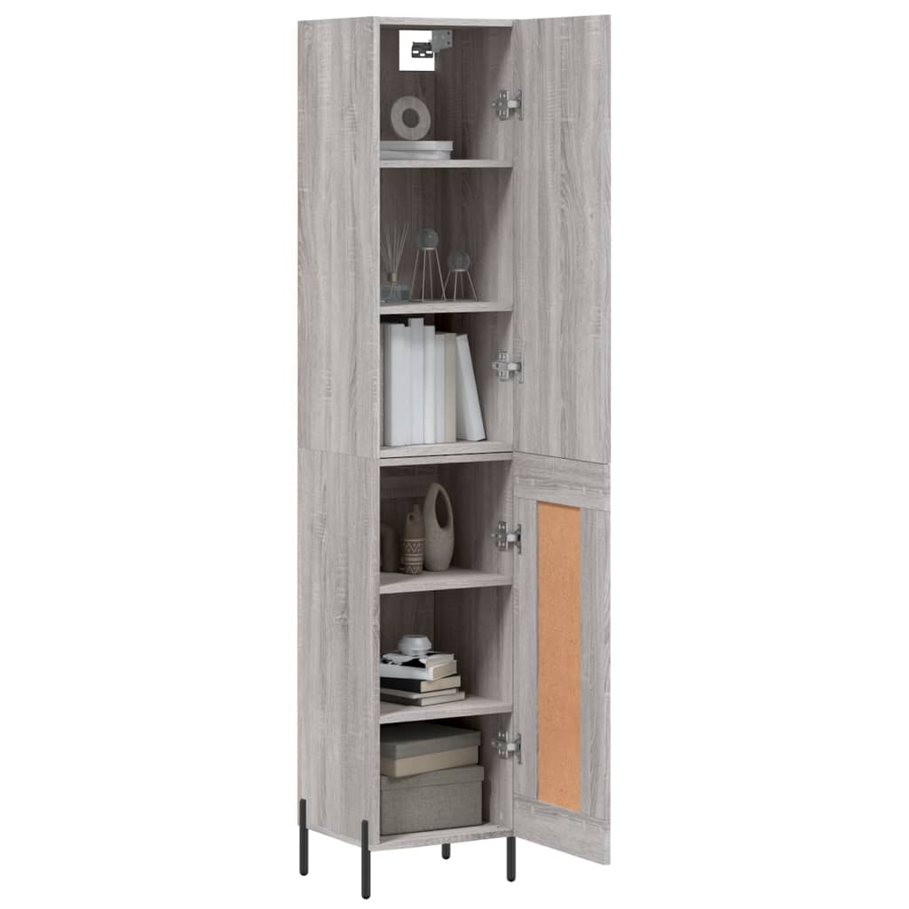 szürke sonoma szerelt fa magasszekrény 34,5 x 34 x 180 cm