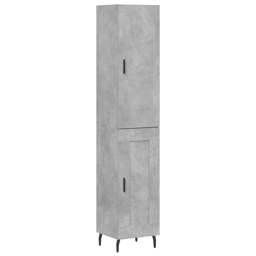 betonszürke szerelt fa magasszekrény 34,5x34x180 cm