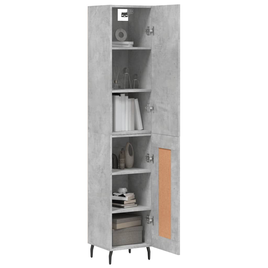 betonszürke szerelt fa magasszekrény 34,5x34x180 cm