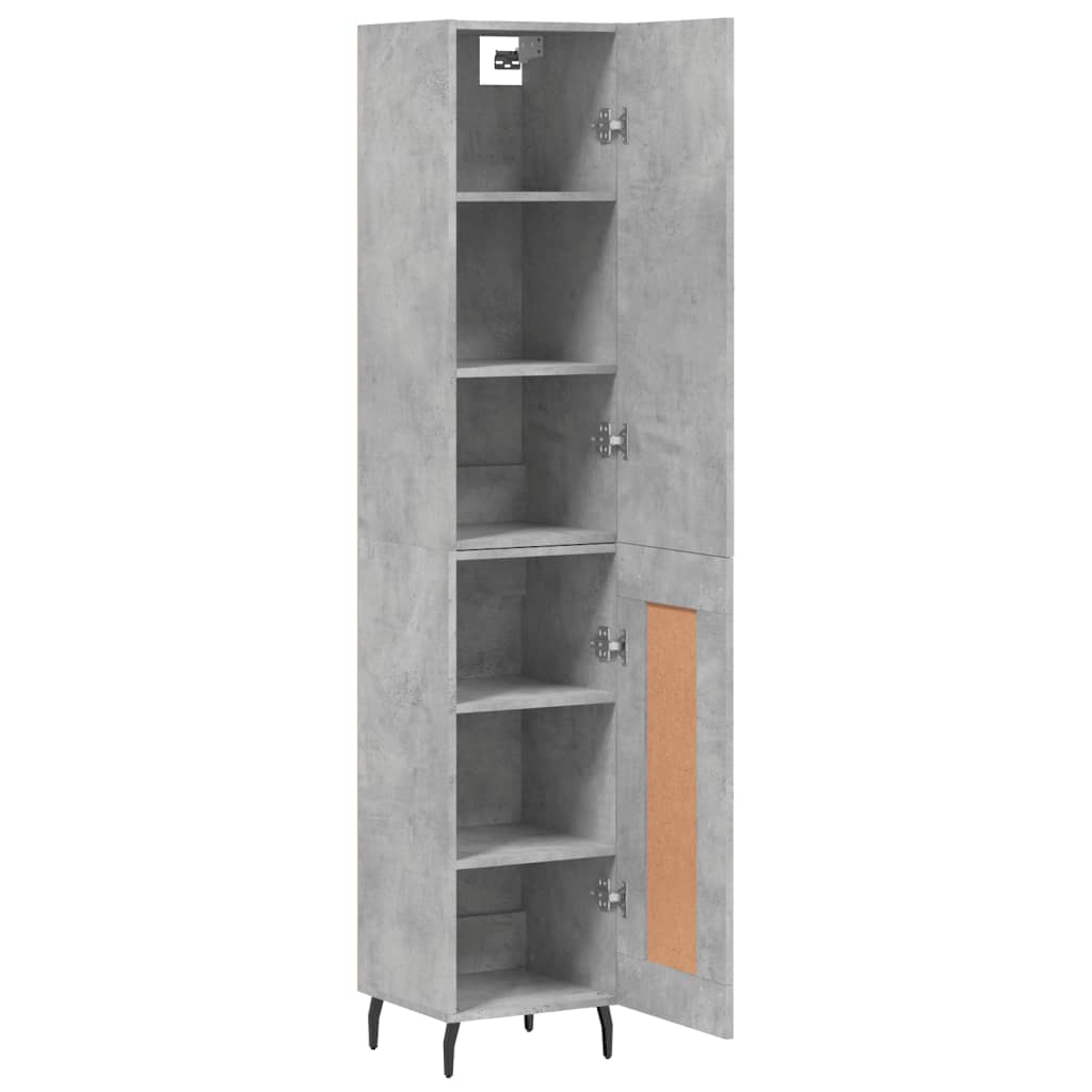 betonszürke szerelt fa magasszekrény 34,5x34x180 cm