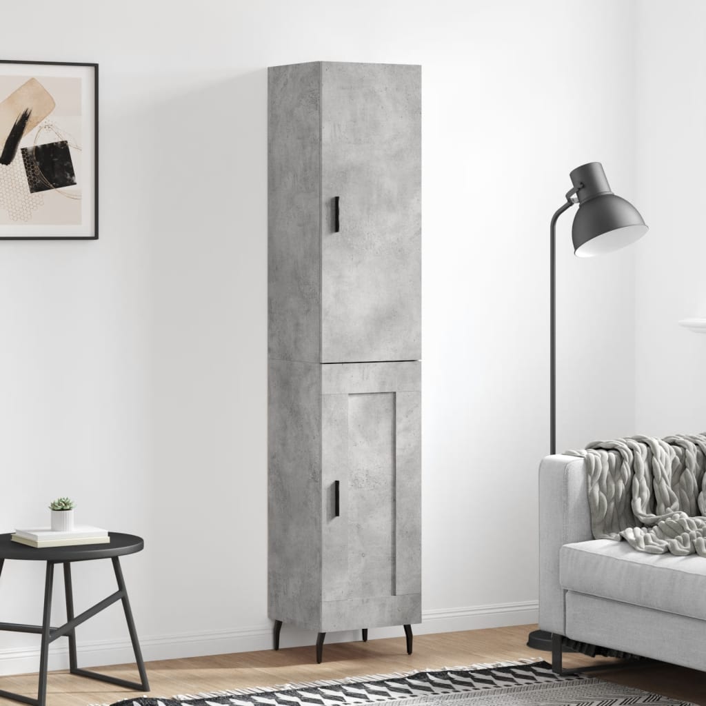 betonszürke szerelt fa magasszekrény 34,5x34x180 cm