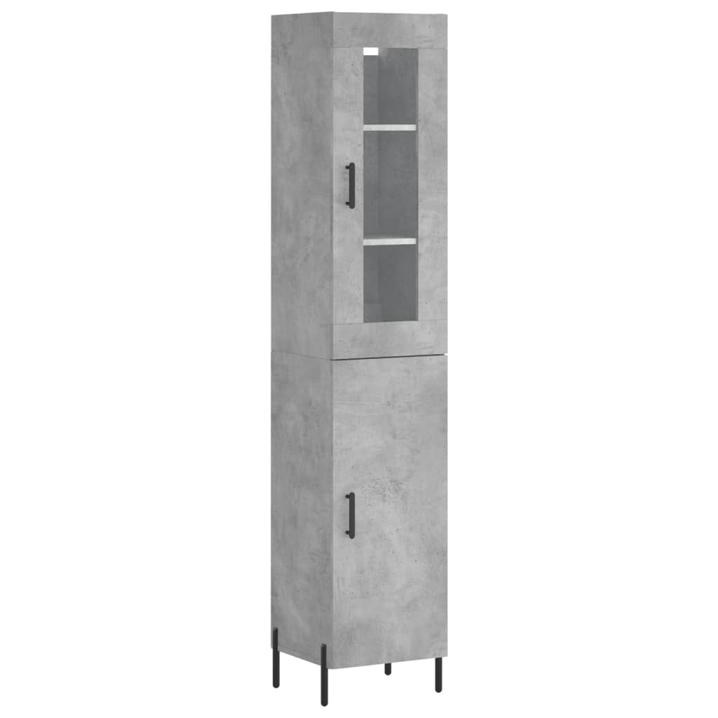 betonszürke szerelt fa magasszekrény 34,5x34x180 cm