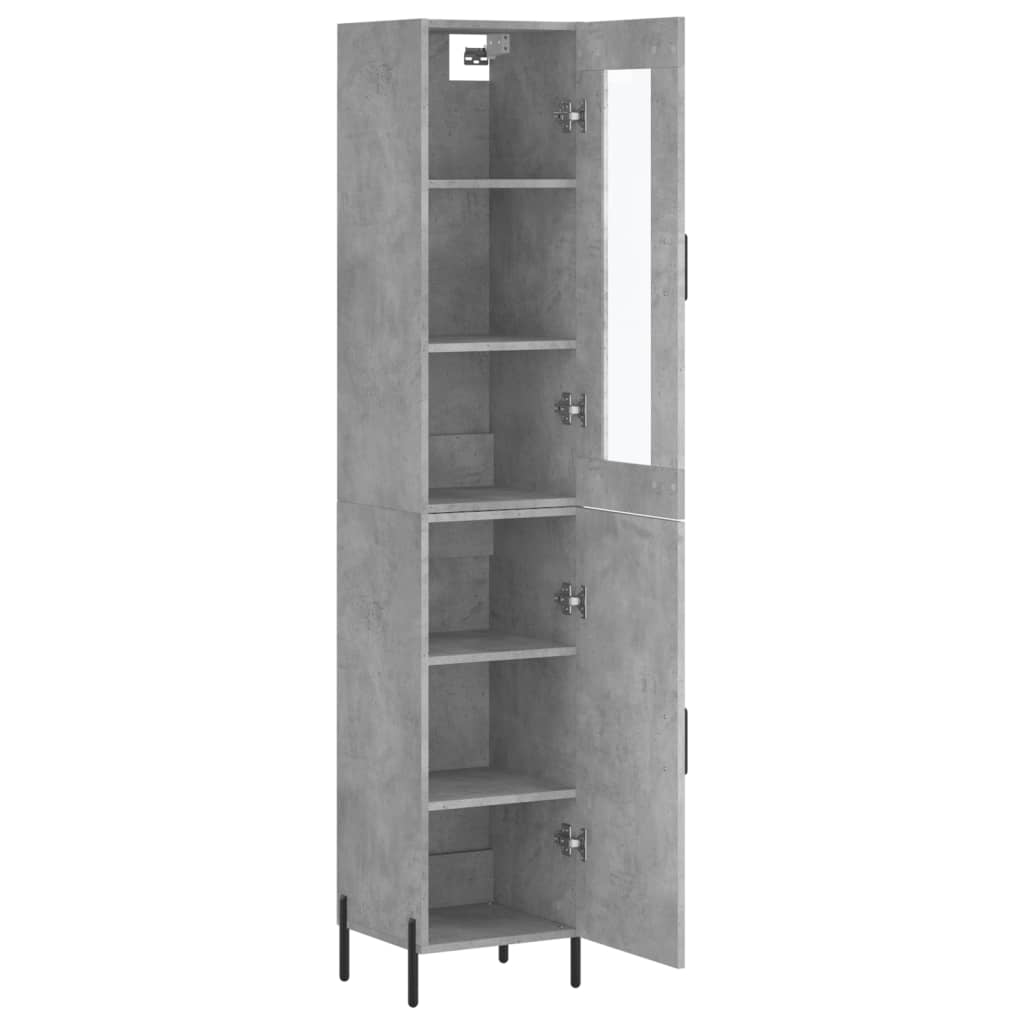betonszürke szerelt fa magasszekrény 34,5x34x180 cm