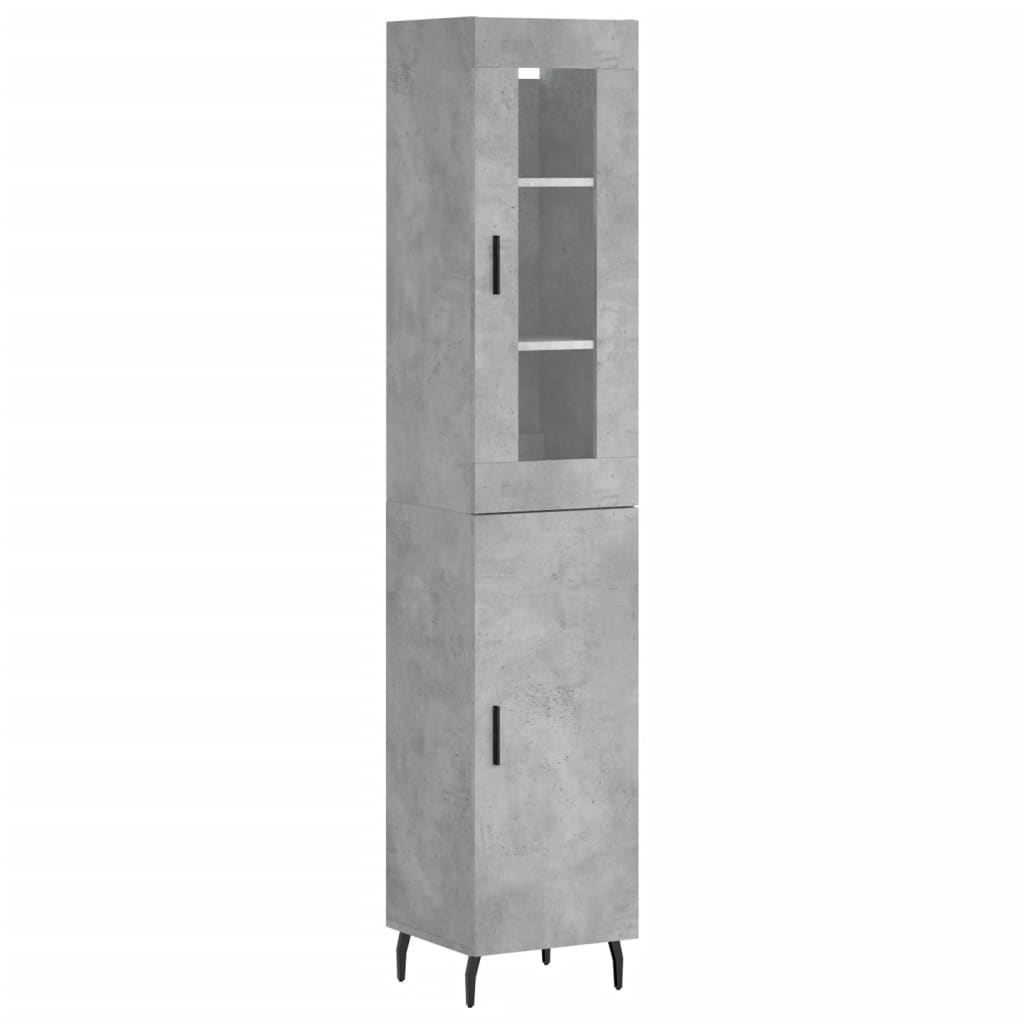 betonszürke szerelt fa magasszekrény 34,5x34x180 cm