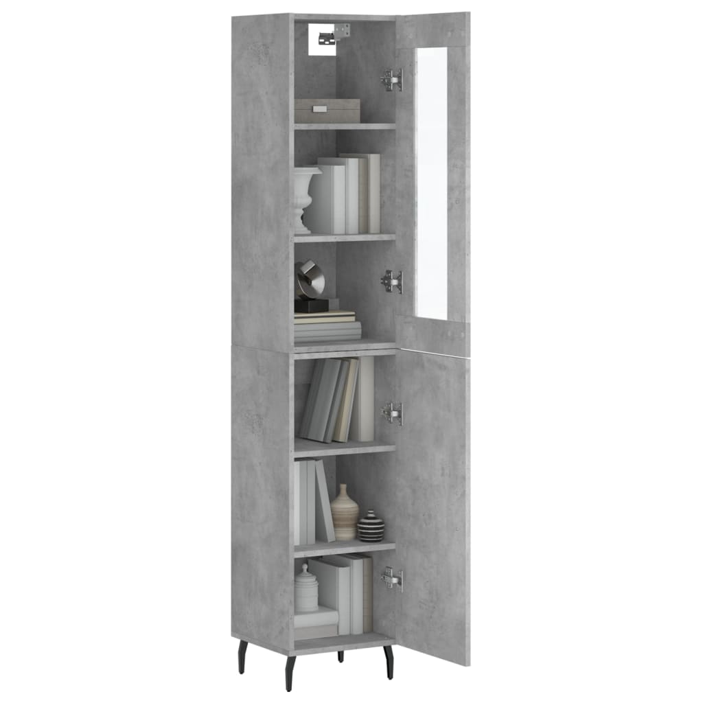 betonszürke szerelt fa magasszekrény 34,5x34x180 cm