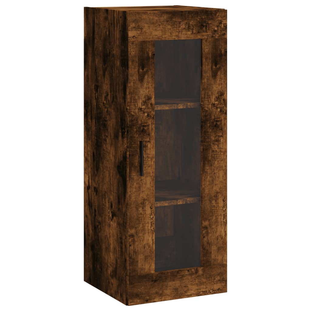 füstös tölgy színű szerelt fa magasszekrény 34,5x34x180 cm