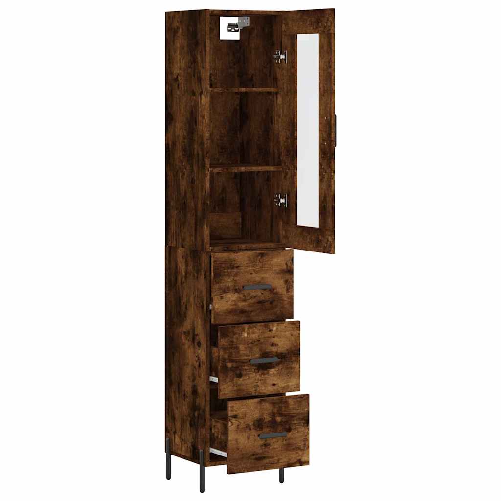 füstös tölgy színű szerelt fa magasszekrény 34,5x34x180 cm