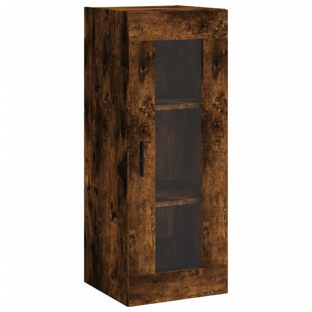 füstös tölgy színű szerelt fa magasszekrény 34,5x34x180 cm