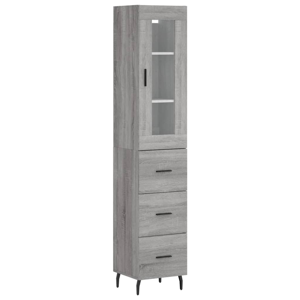 szürke sonoma szerelt fa magasszekrény 34,5 x 34 x 180 cm