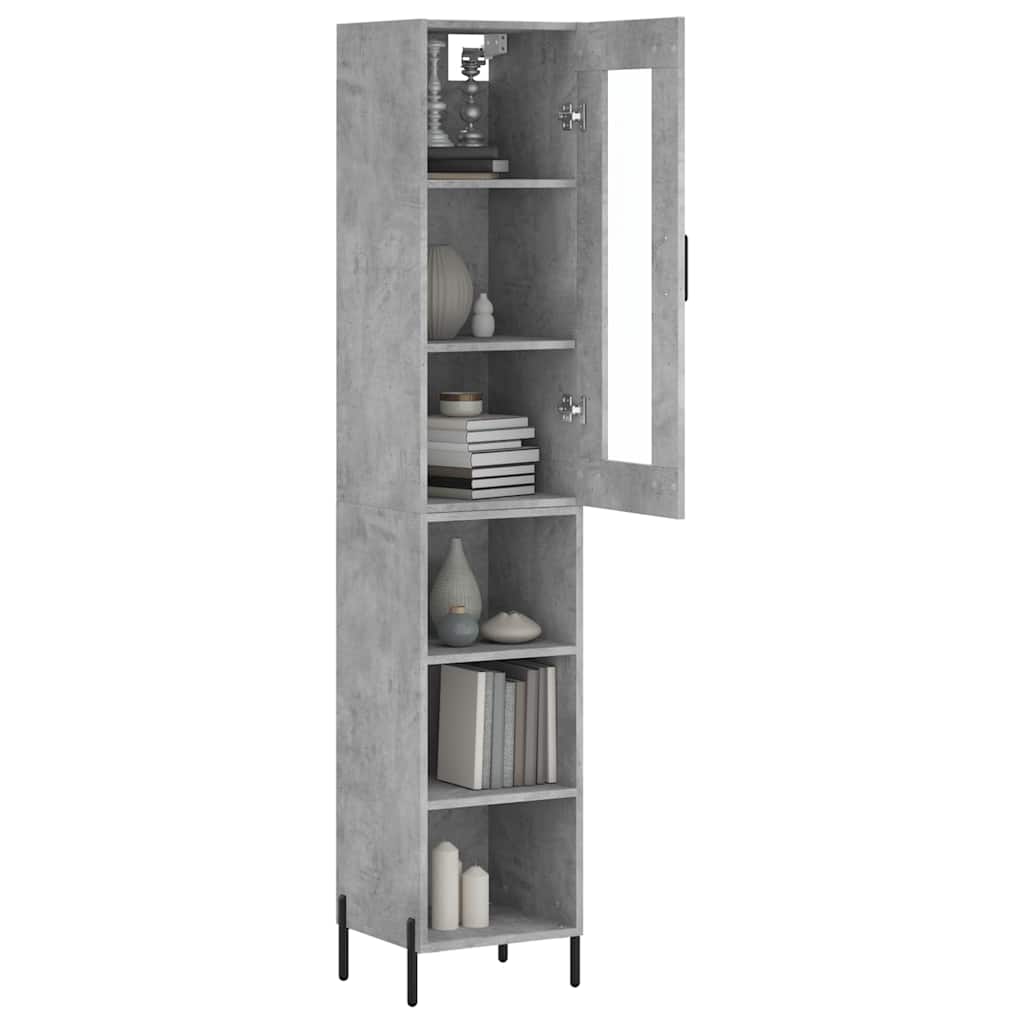 betonszürke szerelt fa magasszekrény 34,5x34x180 cm