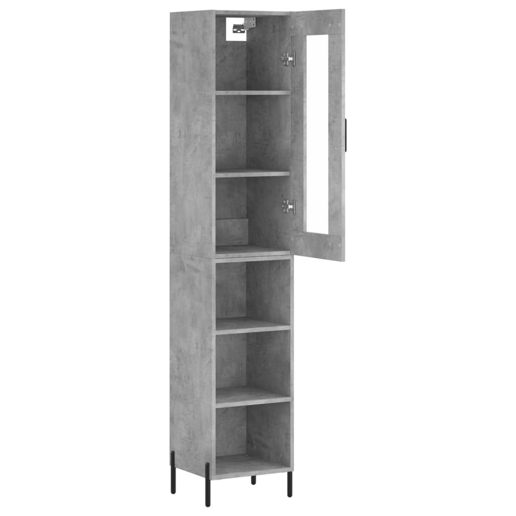 betonszürke szerelt fa magasszekrény 34,5x34x180 cm