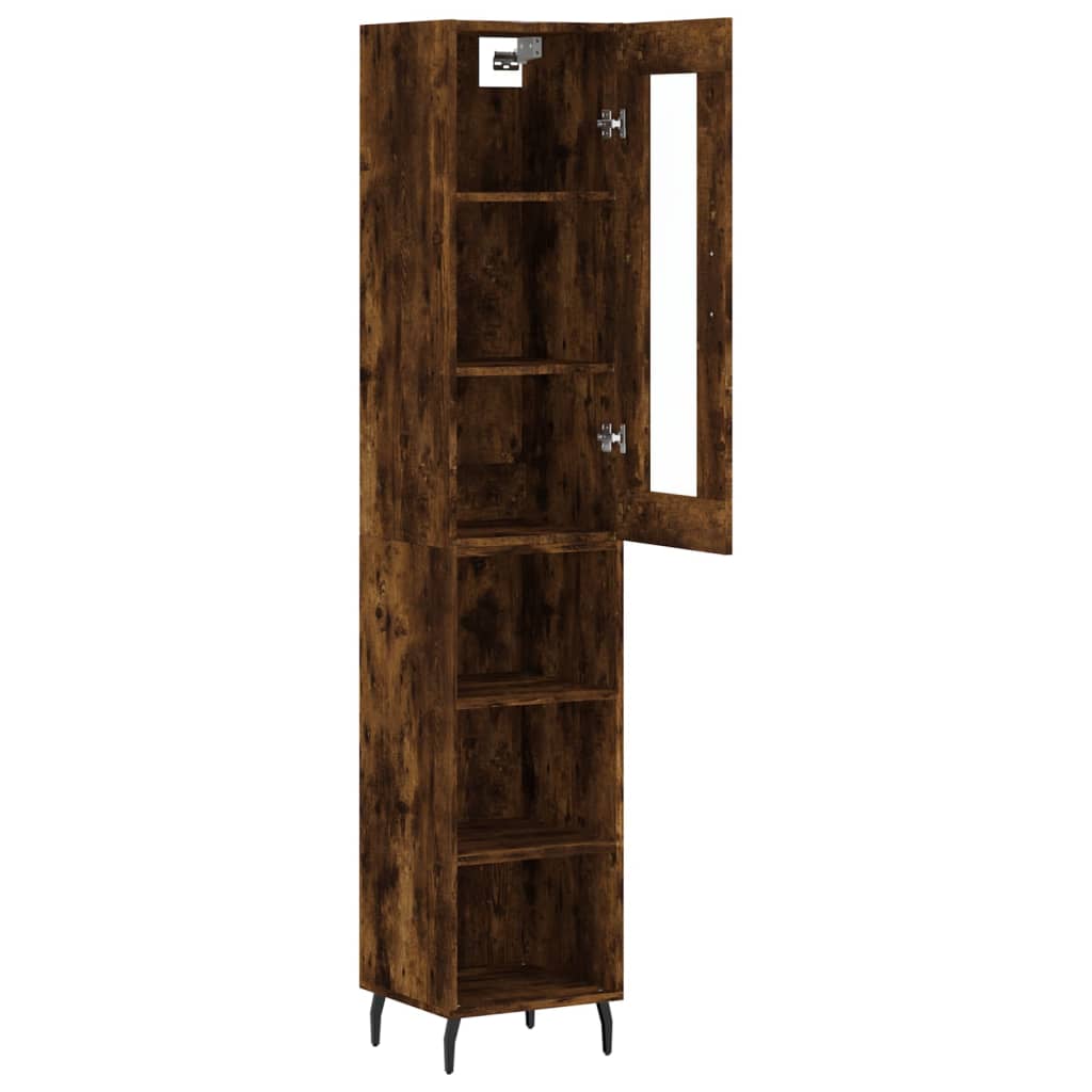 füstös tölgy színű szerelt fa magasszekrény 34,5x34x180 cm