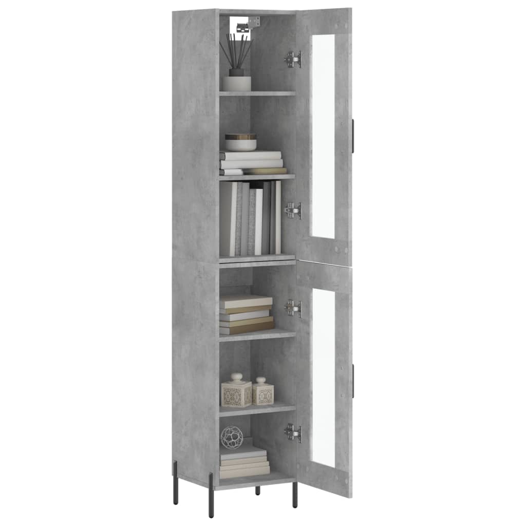 betonszürke szerelt fa magasszekrény 34,5x34x180 cm