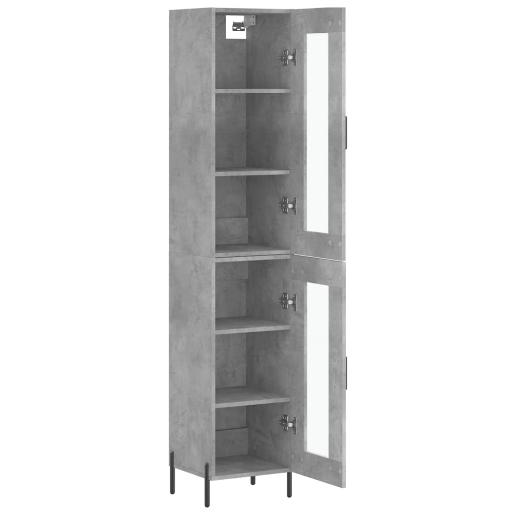 betonszürke szerelt fa magasszekrény 34,5x34x180 cm