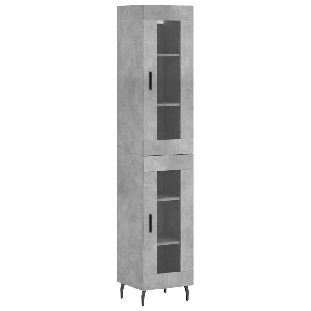 betonszürke szerelt fa magasszekrény 34,5x34x180 cm