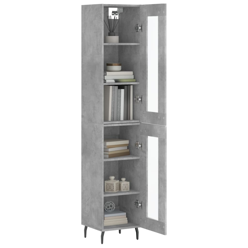 betonszürke szerelt fa magasszekrény 34,5x34x180 cm