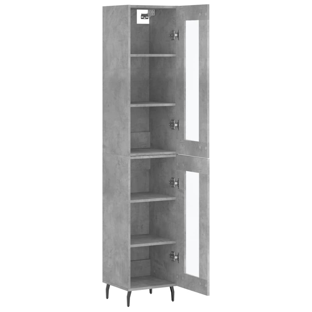 betonszürke szerelt fa magasszekrény 34,5x34x180 cm
