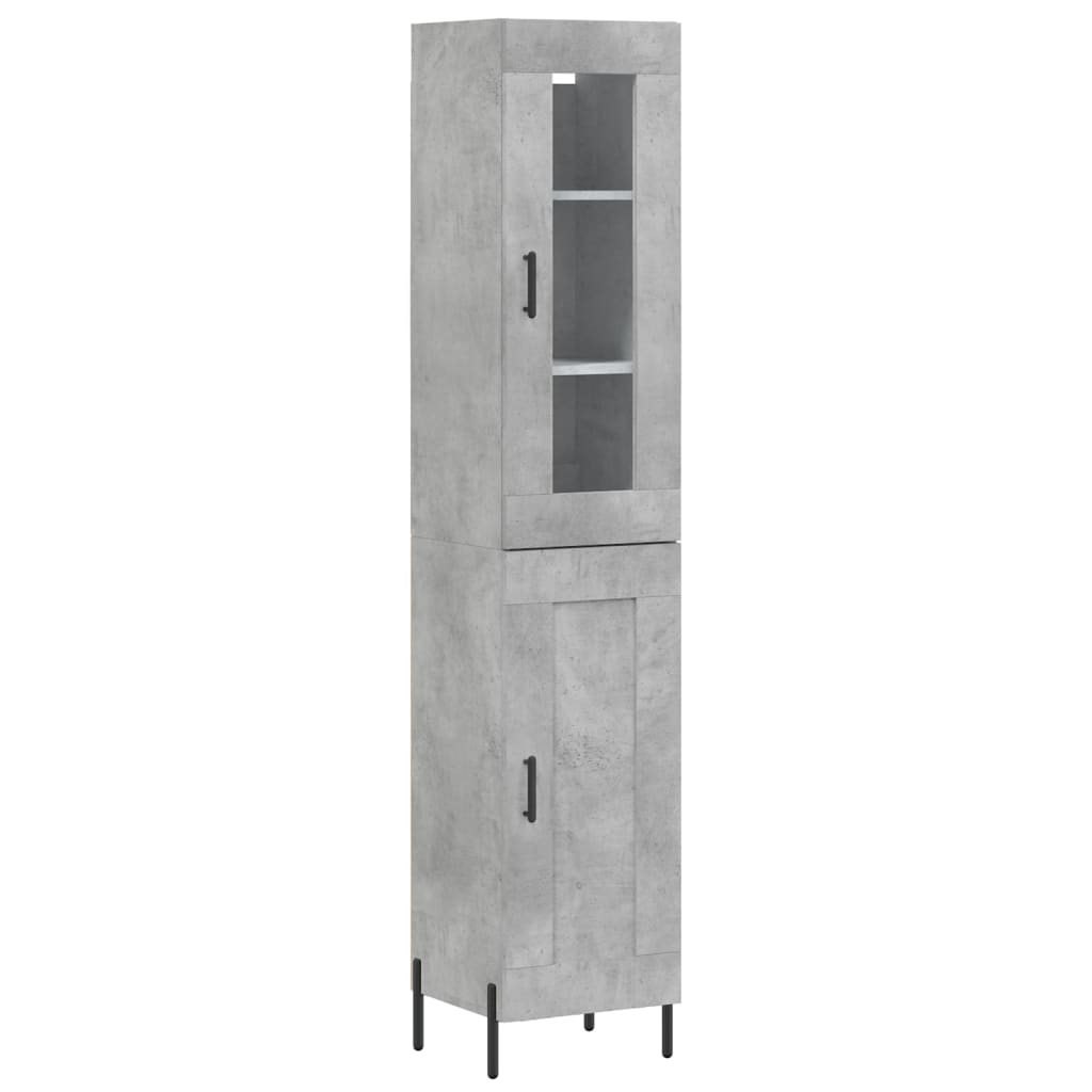 betonszürke szerelt fa magasszekrény 34,5x34x180 cm
