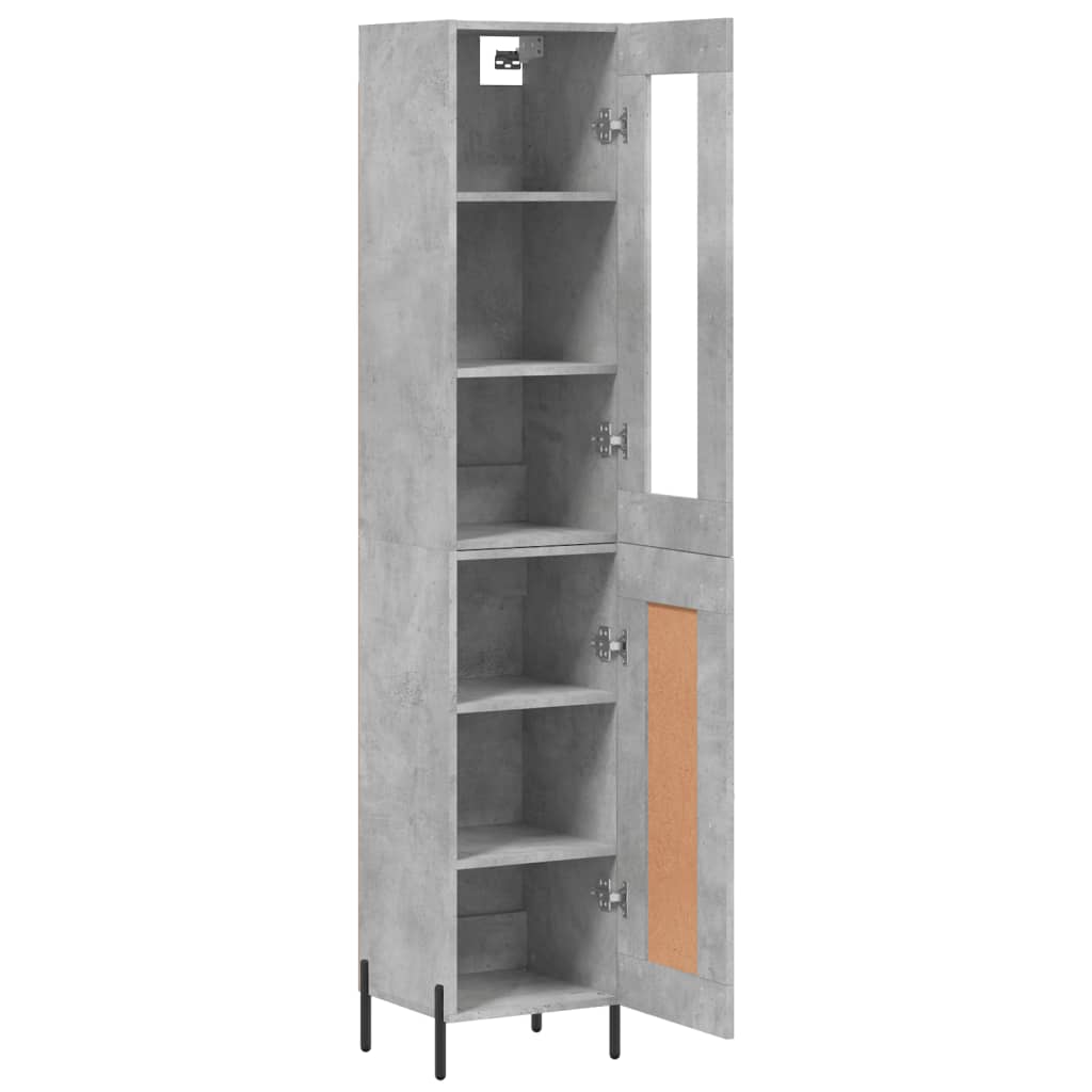 betonszürke szerelt fa magasszekrény 34,5x34x180 cm